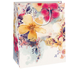 Ditipo Dárková kraftová taška 22 x 10 x 29 cm Béžová barevné květy