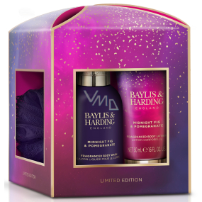 Baylis & Harding Fík a Granátové jablko tělové mléko 50 ml + sprchový gel 100 ml + tělová houbička, kosmetická sada pro ženy