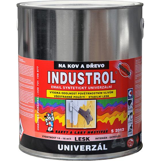 Industrol S2013 univerzál lesk vrchní barva na kov a dřevo, 1000 bílá, 2,5 l