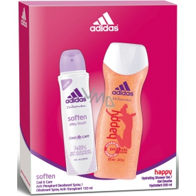 Adidas Soften antiperspitant deodorant sprej pro ženy 150 ml + Happy sprchový gel 250 ml, kosmetická sada