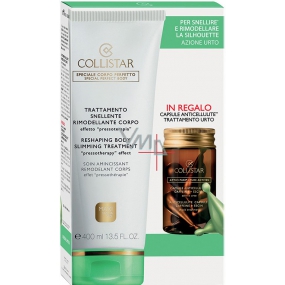 Collistar Reshaping Treatment zeštíhlující krém, modelující tělo 400 ml + Omaggio 7 Pure Atives Anticellulites kapsle proti celulitidě 7 x 4 ml, kosmetická sada