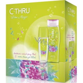 C-Thru Lime Magic parfémovaný deodorant sklo pro ženy 75 ml + sprchový gel 250 ml, kosmetická sada
