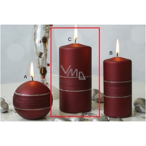 Lima Sparkling svíčka vínová válec 70 x 150 mm 1 kus