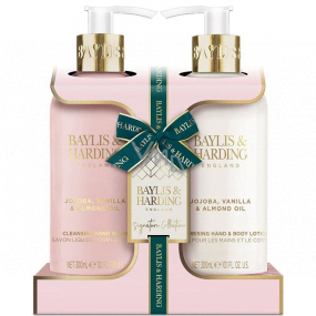 Baylis & Harding Jojoba, Vanilka & Mandlový olej mléko na tělo a ruce 300 ml + mycí gel na ruce 300 ml, kosmetická sada pro ženy