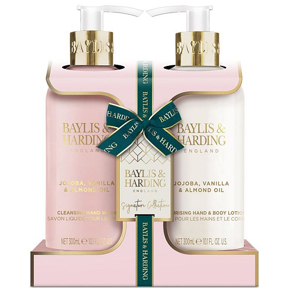 Baylis & Harding Jojoba, Vanilka & Mandlový olej mléko na tělo a ruce 300 ml + mycí gel na ruce 300 ml, kosmetická sada pro ženy
