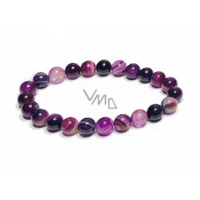 Achát purpurový náramek elastický přírodní kámen, kulička 8 mm / 16 - 17 cm, klid - ochrana - síla - harmonie