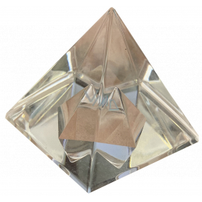 Skleněná pyramida v pyramidě 40 mm křišťál - skleněné těžítko