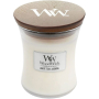 WoodWick White Tea & Jasmine - Bílý čaj a Jasmín vonná svíčka s dřevěným knotem a víčkem sklo střední 275 g
