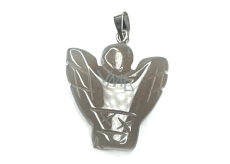 Achát šedý Anděl, andělská křídla přívěsek přírodní kámen ručně broušený 25 x 21 x 5 mm