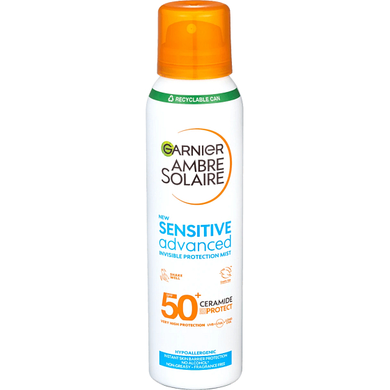 Garnier Ambre Solaire Sensitive Advanced SPF 50+ opalovací mlha sprej 150 ml