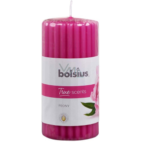 Bolsius Aromatic True Scents Peony - Pivoňka vonná svíčka válec rýhovaný 60 x 12 mm