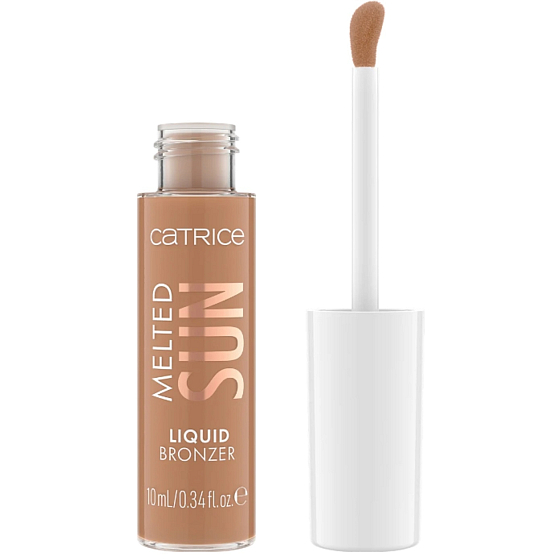  Catrice Melted Sun tekutý bronzer 015 Sunkissed, 10 ml. Tekutý bronzer s jemným zlatým podtónem, který dodává pleti přirozený opálený vzhled a zdravý, zářivý finiš.