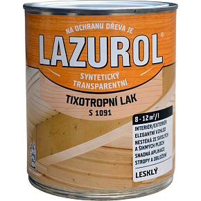 LAZUROL tixotropní nestékající lak na kov a dřevo S1091, bezbarvý lesk, 750 ml