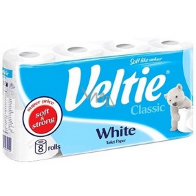 Veltie White toaletní papír bílý 2 vrstvý 180 útržků 8 rolí