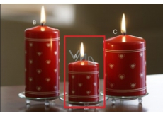 Lima Srdíčko potisk svíčka červená válec 50 x 80 mm 1 kus