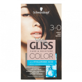 Schwarzkopf Gliss Color barva na vlasy 3-0 Hnědý 2 x 60 ml