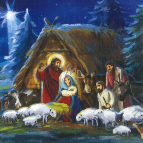 Nekupto Vánoční kartičky na dárky Betlém 6,5 x 6,5 cm 6 kusů