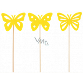 Motýl filcový žlutý zápich 7 cm + špejle, různé motivy
