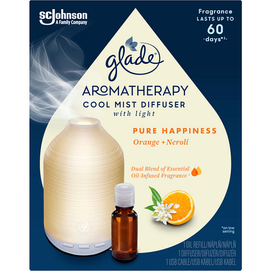 Glade Aromatherapy difuzér a náplň Cool Mist Pure Happiness, 17,4 ml