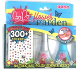 Bo-Po Flower Garden lak na nehty slupovací stříbrný 2,5 ml + lak na nehty slupovací tmavě zelený 2,5 ml + nálepky na nehty, kosmetická sada pro děti