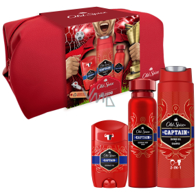 Old Spice Captain 2v1 sprchový gel a šampon 250 ml + antiperspirant deodorant stick 50 ml + deodorant sprej 150 ml + kosmetická taška, kosmetická sada pro muže