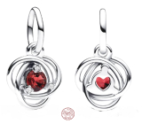 Charm Sterlingové stříbro 925 Červený kruh věčnosti červenec, přívěsek na náramek symbol