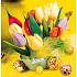 Ditipo Papírové ubrousky 3 vrstvé 33 x 33 cm 20 kusů Velikonoční žluté s tulipány a vajíčka