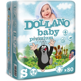 Dollano Baby Krtečkovy plenky Premium S 3-8 kg plenkové kalhotky 80 kusů