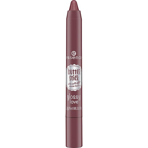 Essence Butter Stick Glossy Love barva na rty 04 Dark Syrup 2,2 g