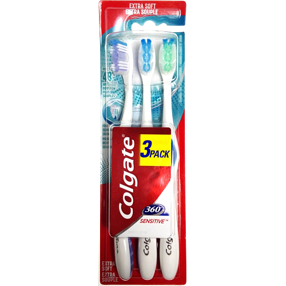 Colgate 360° Sensitive Extra Soft měkký zubní kartáček 3 kusy