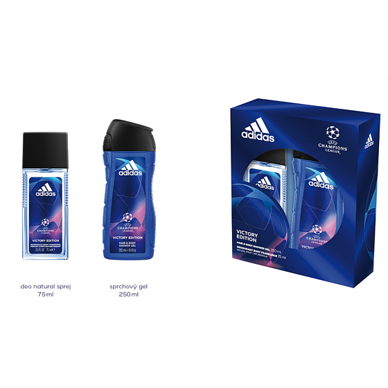 Adidas UEFA Champions League Victory Edition V parfémovaný deodorant sprej 75 ml + sprchový gel 250 ml, kosmetická sada pro muže