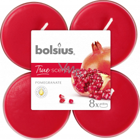 Bolsius True Scents Pomegranate - Granátové jablko maxi vonné čajové svíčky 8 kusů, doba hoření 8 hodin