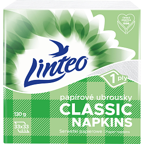Linteo Classic 1vrstvé bílé papírové ubrousky, 33 x 33 cm, 100 ks