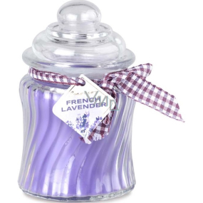 Emocio French Lavender - Levandule vonná svíčka sklo se skleněným víčkem 76 x 125 mm 485 g