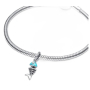 Charm Sterlingové stříbro 925 Mini medailon Tyrkysově zbarvený motiv rybí kosti, přívěsek na náramek zvíře