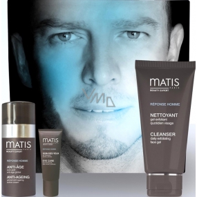 Matis Paris Pour Homme Réponse Anti-Age Active Cream 50 ml + Eye Reviving Gel 15 ml + Daily Exfoliating Face Gel 50 ml, kosmetická sada