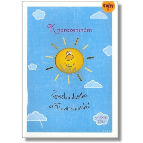 Albi Svítící přání do obálky K narozeninám Sluníčko 14,8 x 21 cm