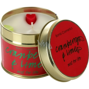 Bomb Cosmetics Brusinka a limetka - Cranberry and Lime Vonná přírodní, ručně vyrobena svíčka v plechové dóze hoří až 35 hodin