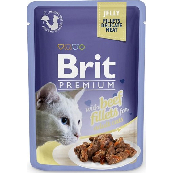 Brit Premium Filety s hovězím masem v želé kompletní krmivo pro kočky kapsička 85 g