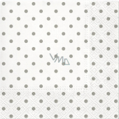 Papírové ubrousky 3 vrstvé 33 x 33 cm 20 kusů Bílé se šedými puntíky