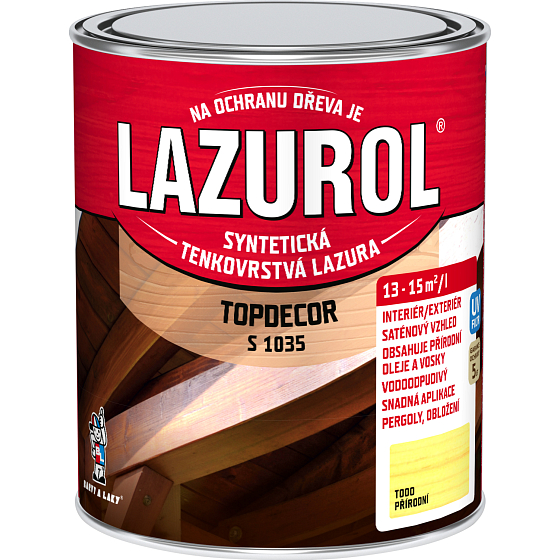 Lazurol Topdecor S1035 tenkovrstvá lazura na dřevo T000 přírodní, 750 ml