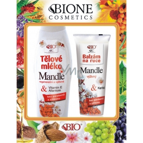 Bione Cosmetics Mandle regenerační a výživné tělové mléko 500 ml + výživný balzám na ruce 200 ml, kosmetická sada
