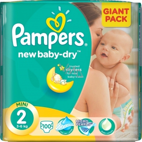 Pampers New Baby Dry 2 Mini 3-6 kg plenkové kalhotky 100 kusů