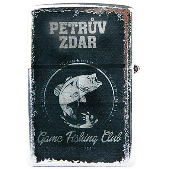 Bohemia Gifts Retro zapalovač kovový benzínový s potiskem Petrův zdar 5,5 x 3,5 x 1,2 cm