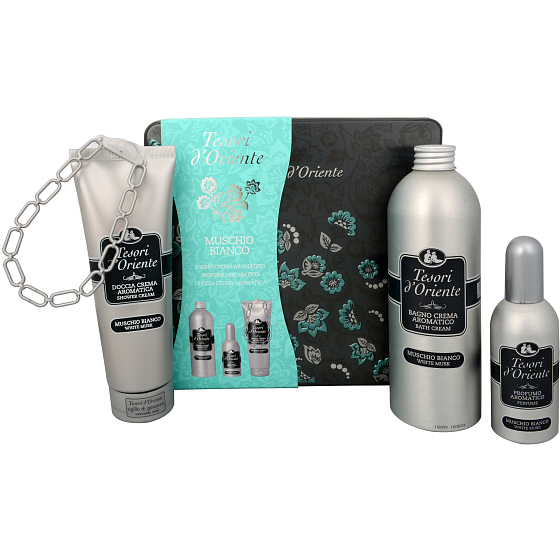 Tesori d Oriente Muschio Bianco parfémovaná voda 100 ml + sprchový gel 250 ml + pěna do koupele 500 ml, pro ženy dárková sada