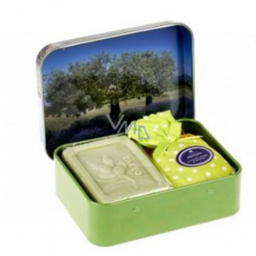 Esprit Provence Olivovník toaletní mýdlo 60 g + levandulový vonný pytlík + plechová krabička, kosmetická sada