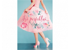 Albi Hrací přání do obálky Růžové retro šaty Jsi perfektní 14,8 x 21 cm