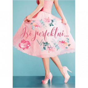 Albi Hrací přání do obálky Růžové retro šaty Jsi perfektní 14,8 x 21 cm