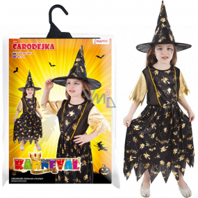Rappa Halloween Kostým čarodějnice černo-zlatý pro děti, velikost M