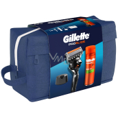 Gillette ProGlide holicí strojek + Fusion gel na holení 200 ml + stojan, dárková sada pro muže